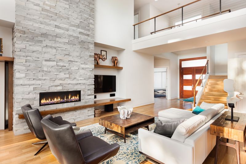 Elegant Indoor Stone Fireplace