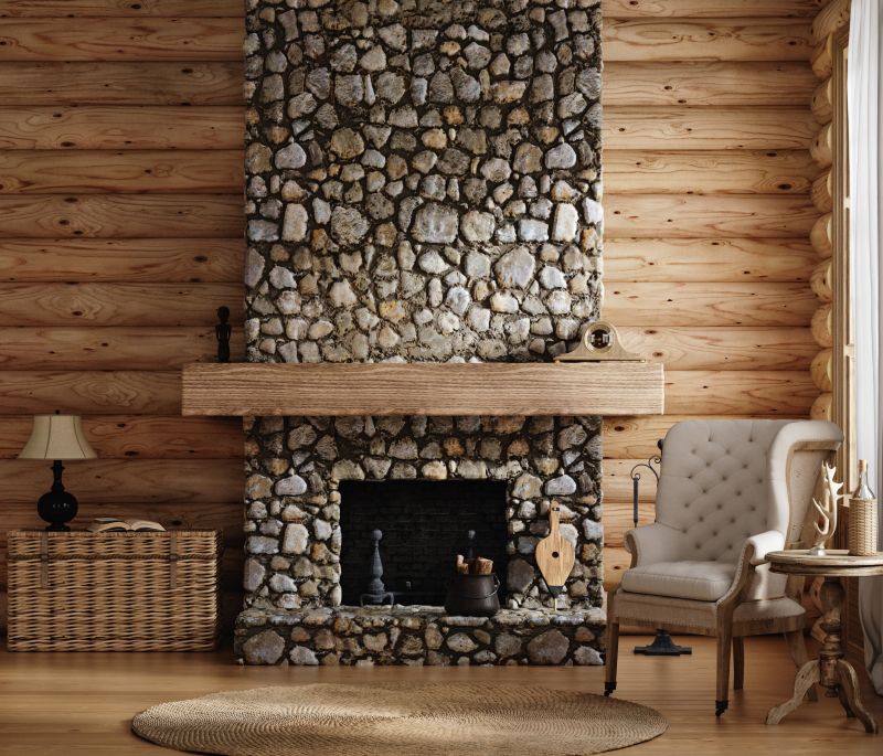 Stone Fireplace with Mantel