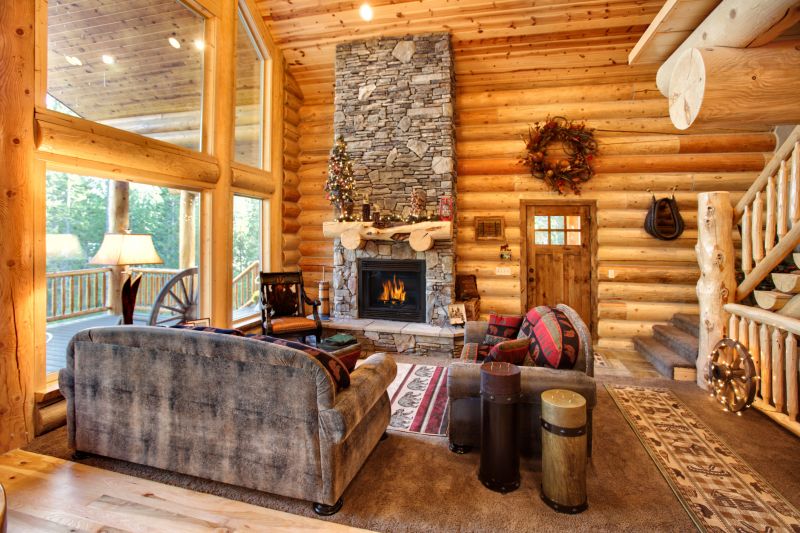 Rustic Stone Fireplace